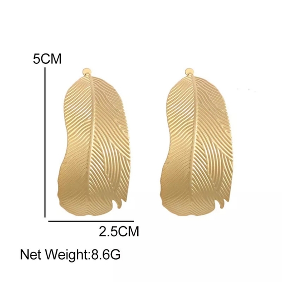 Gold Color Leaf Stud Fashion  Earrings - Picture 4 of 4